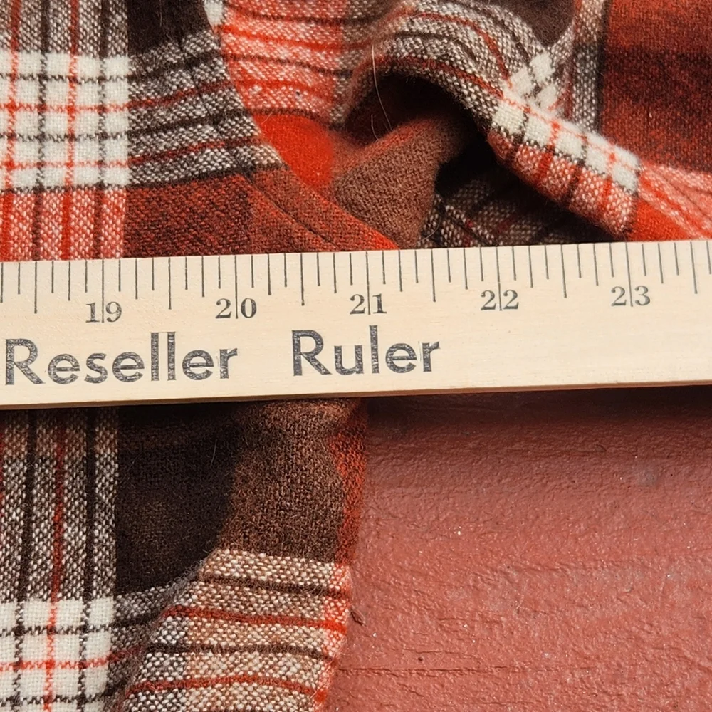 Vintage PENDLETON Men’s Shirt Shacket Size 15 1/2 Orange Plaid Tartan Wool 80s - Picture 7 of 8